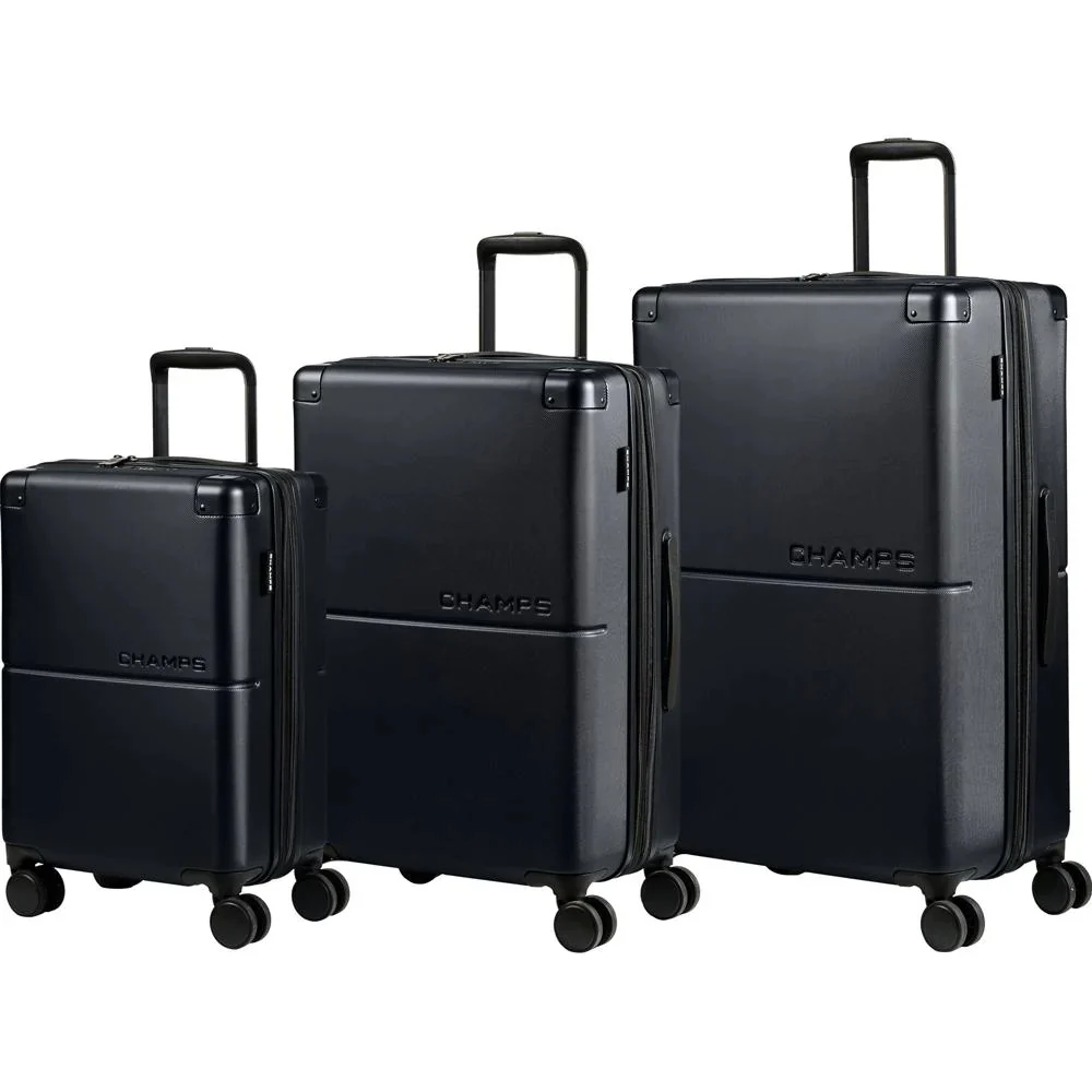 Champs Earth Collection 3-piece Hardside Luggage Set In Black - S1034-black