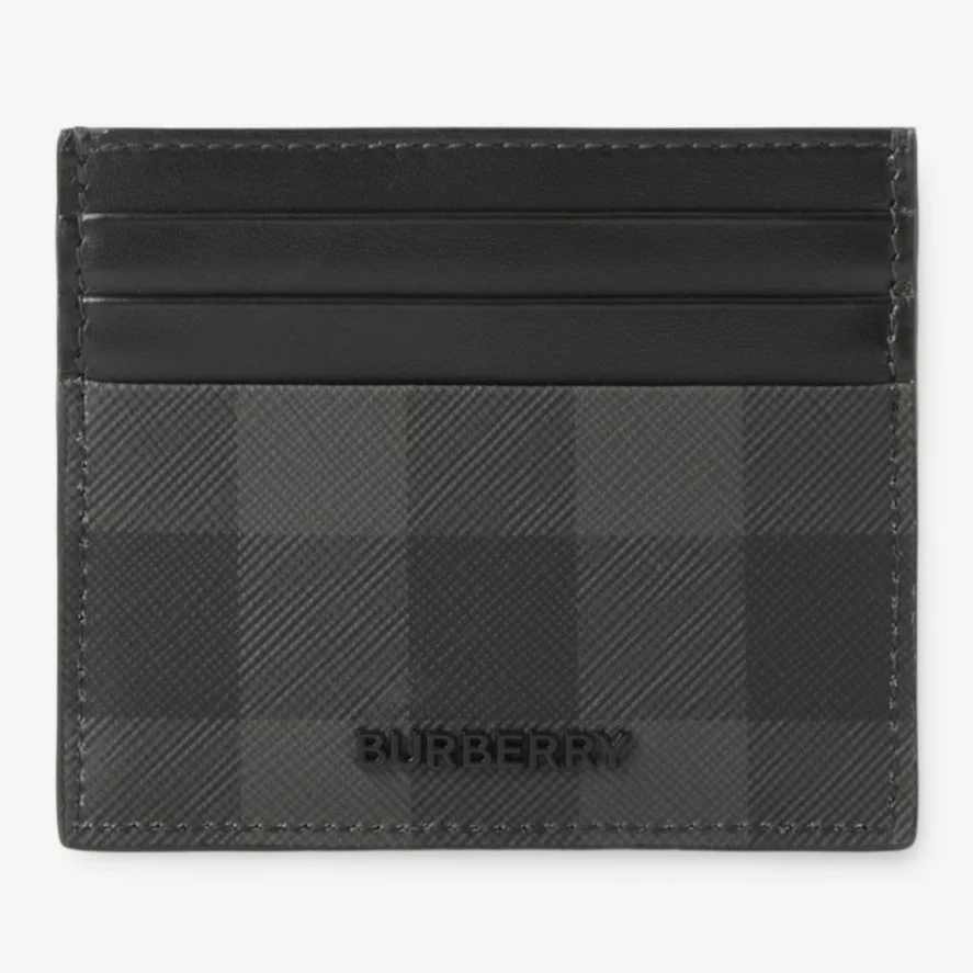 Tall Check Card Case In Charcoal - Men