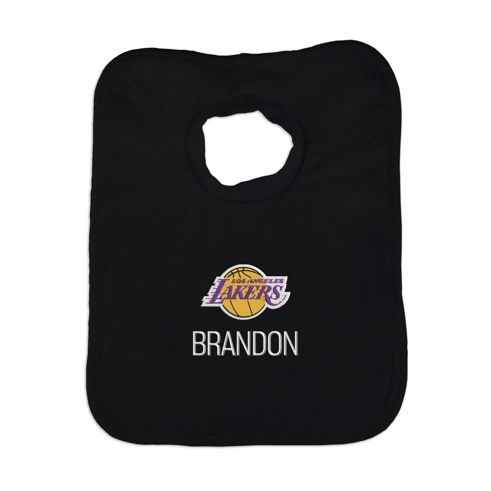 Personalized Los Angeles Lakers Pullover Bib - Black With Black Trim