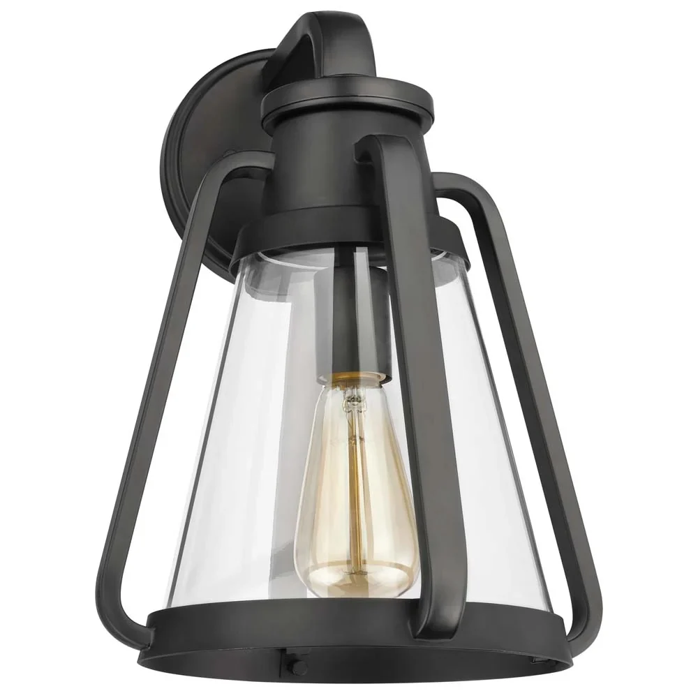 Everett 1-light Large Wall Sconce Matte Black With Clear Glass