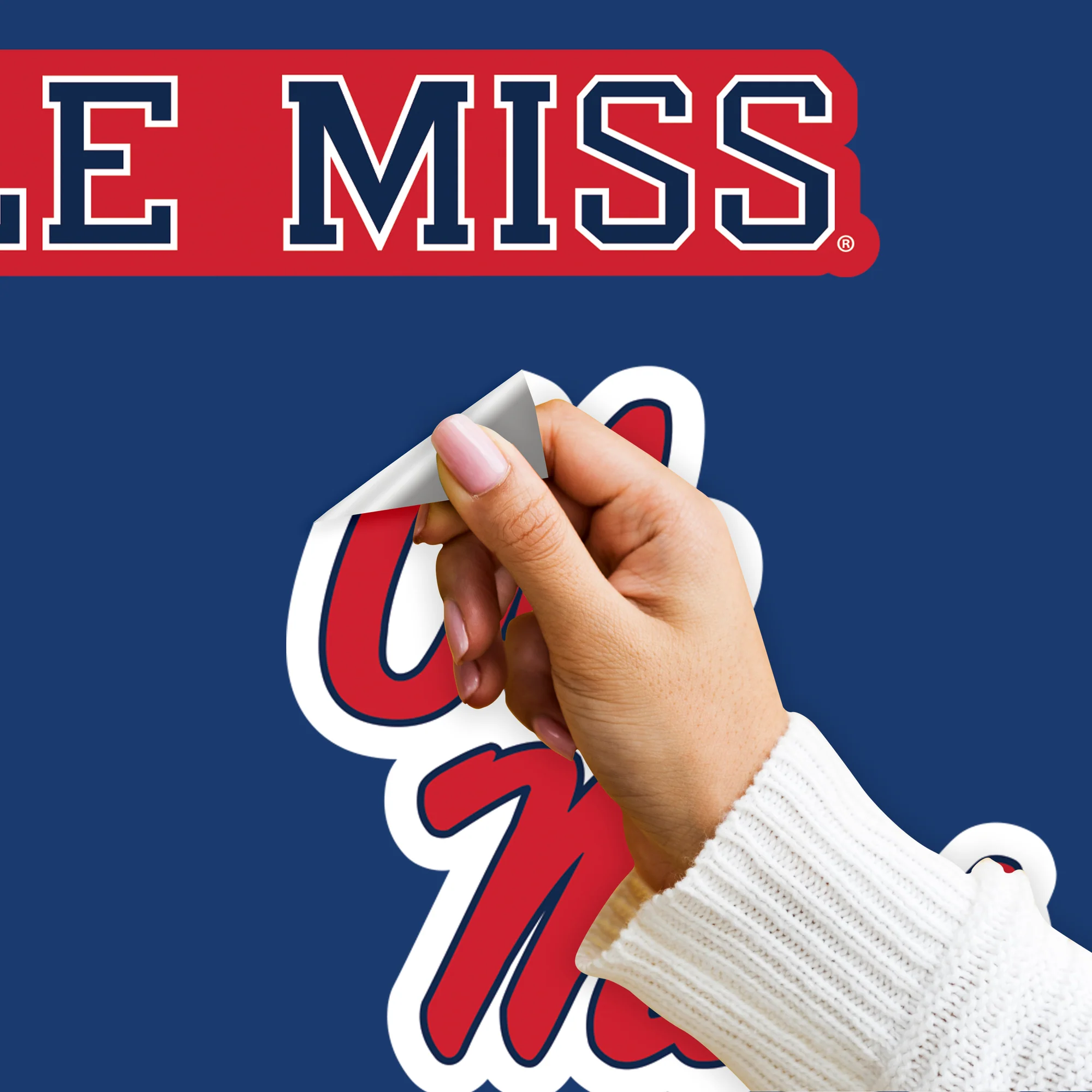 Ole Miss Rebels - Realbig Foam Finger Collection - Official Ncaa - Reusable Vinyl Wall Decals - Large +2 Decals (28.5"w X 51"h)