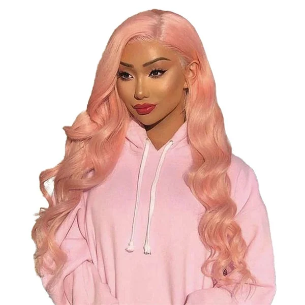 Pink Body Wave Human Hair Wigs Red Blue 13x4 Lace Front Wig Transparent Lace Frontal Wig