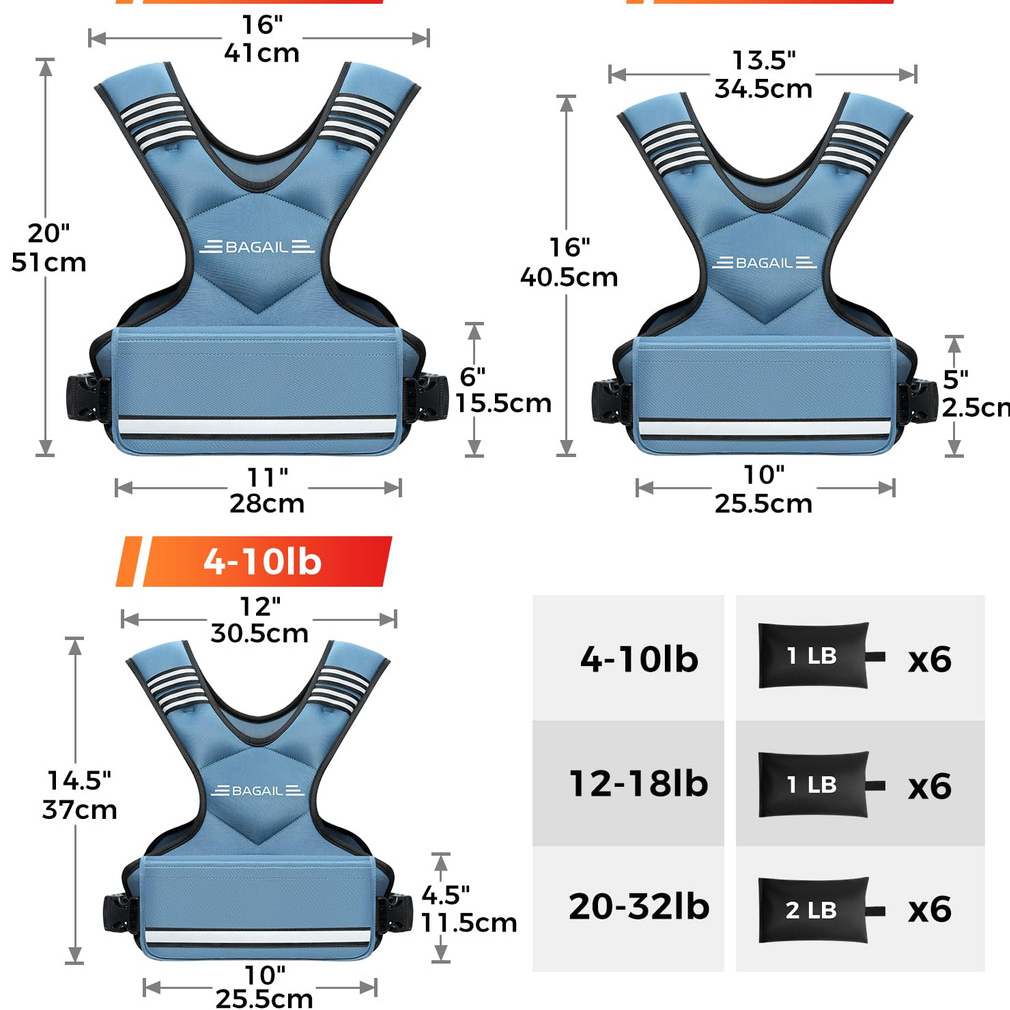 Bagail Adjustable Weighted Vest For Women 4-10lb, Comfortable U-neck Rucking Vest With 6 Removable Weights, Storage Pocket And Reflective Strips For Walking, Jogging, Weight Loss & Home Workouts