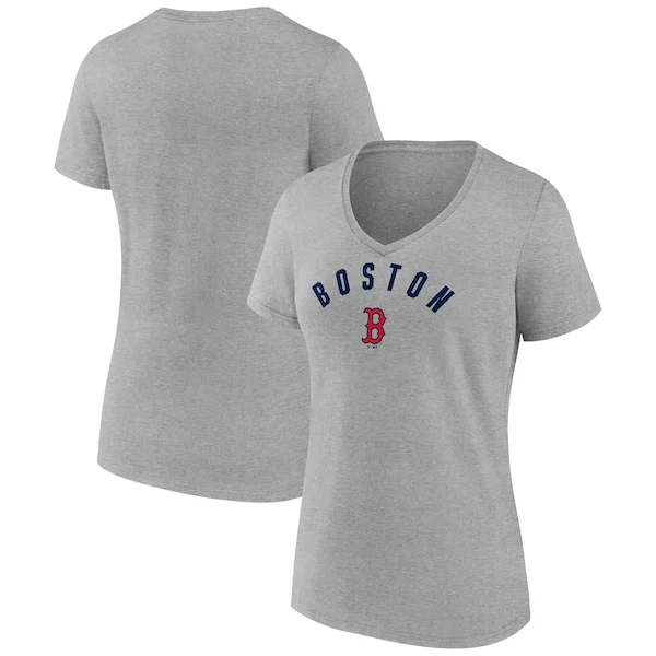 Women's Boston Red Sox Fanatics Gray V-neck T-shirt