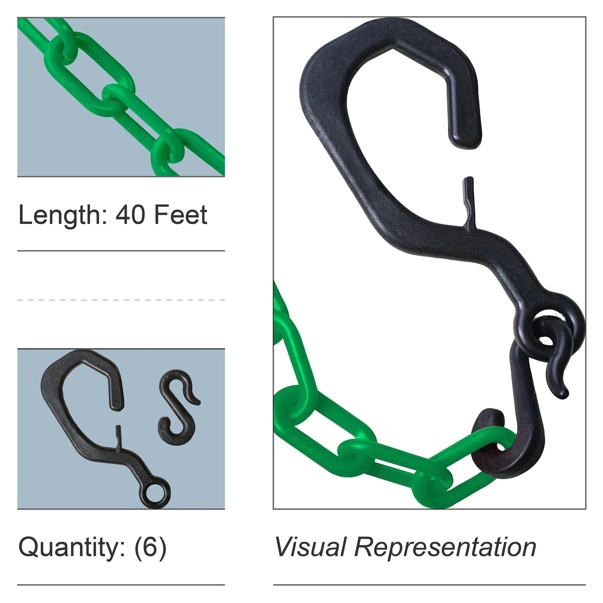 Delineator Hook Kit With Plastic Chain - Green