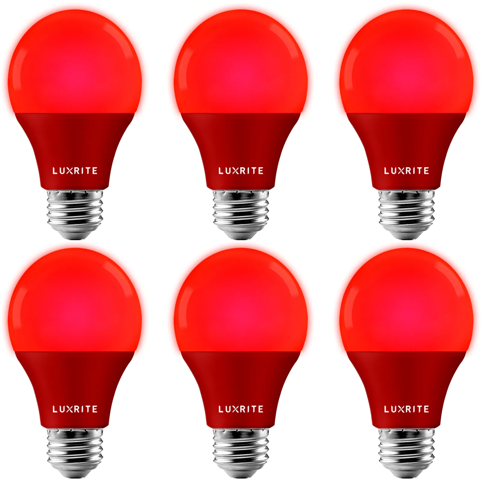 Luxrite 60-watt Eq A19 Red Medium Base (e-26) Dimmable Led Decorative Light Bulb (6-pack)
