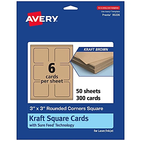 Avery Matte General Use Blank Cards, Kraft Brown, 300/box (95336)