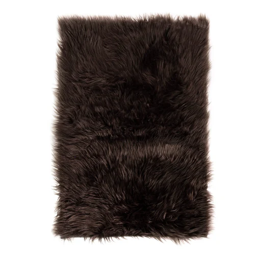 Serene Faux Fur Solid Fake Sheepskin Rug - Dark Brown Runner