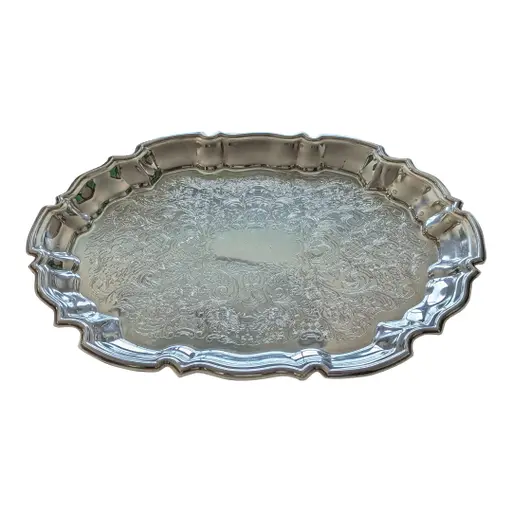Mid 20th Century W&s Blackinton Silver Plate Chippendale Serving Tray