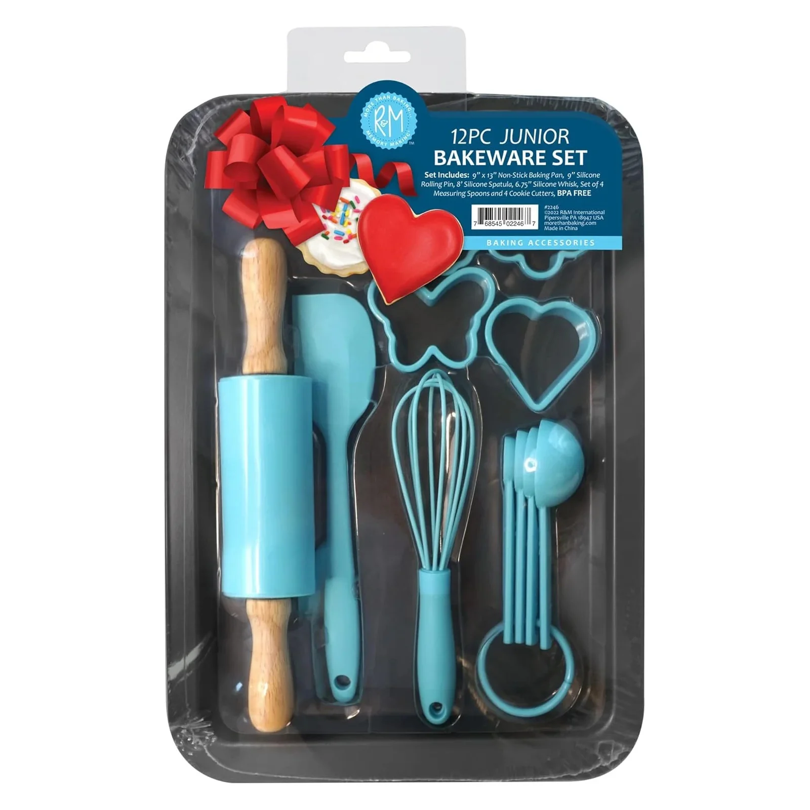 R&m International Junior 12 Piece Bakeware Set With Pan, Rolling Pin, Tools, And Cookie Cutters