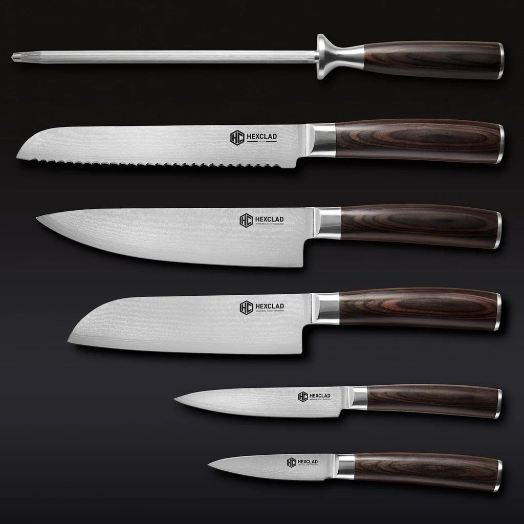 Damascus Steel Knife Set, 6-pc (espresso)