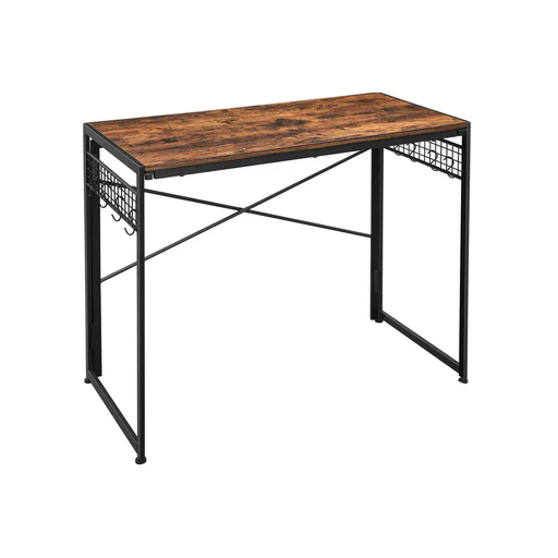 Bureau Pliable Avec Crochets - Marron Rustique + Noir