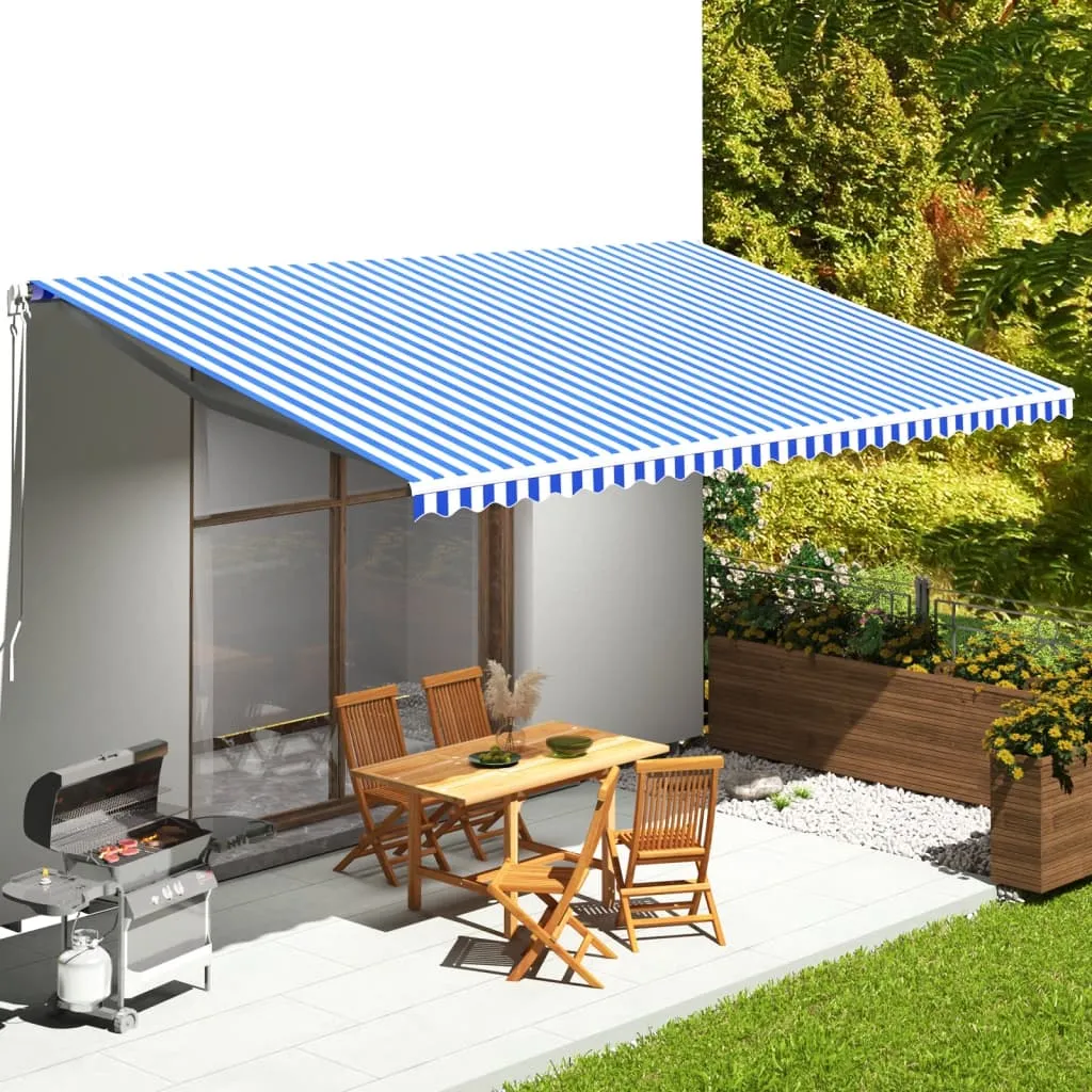 Replacement Fabric For Awning Blue And White 6x3.5 M