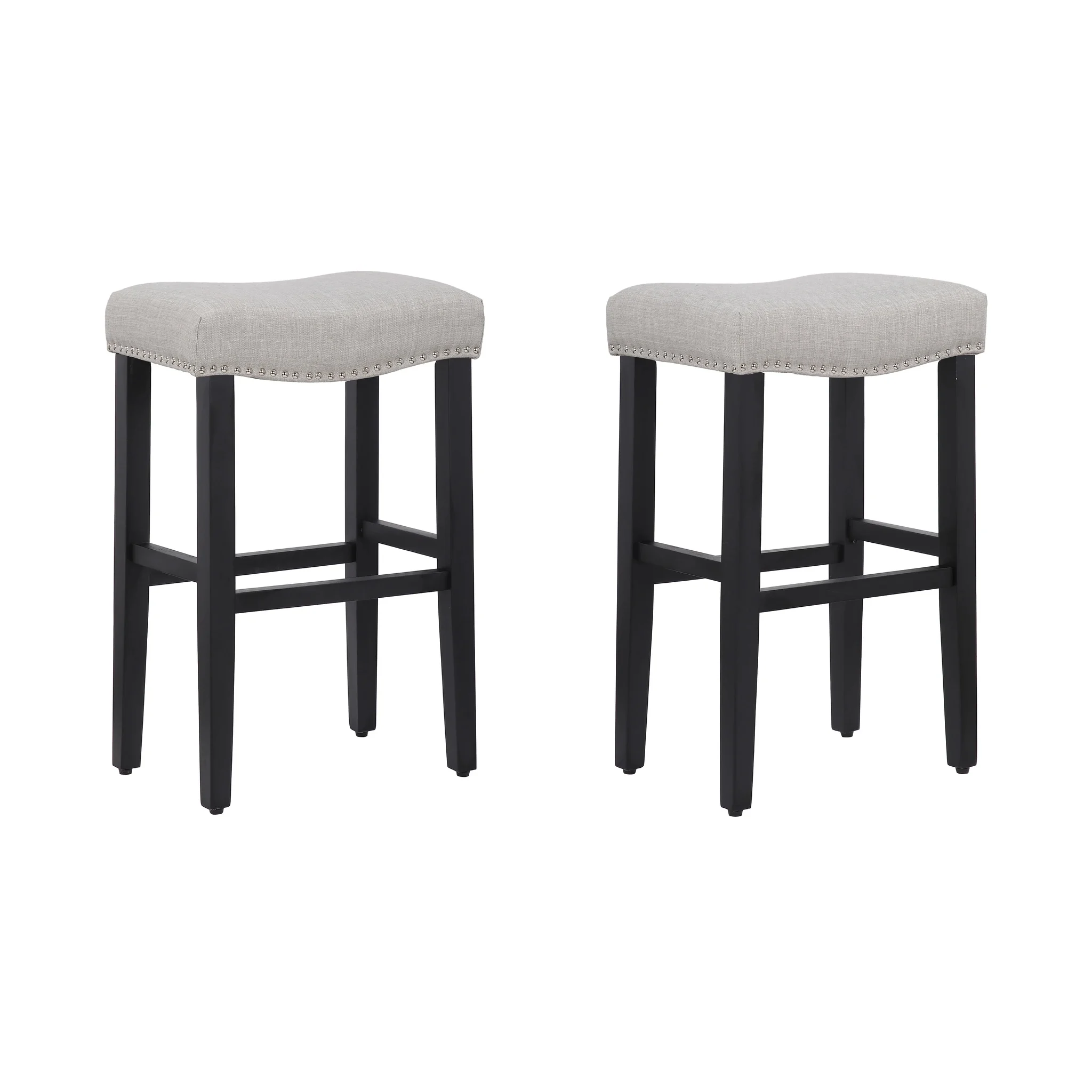 Jameson 29" Inch Upholstered Saddle Seat Bar Stool (set Of 2) Black - Gray