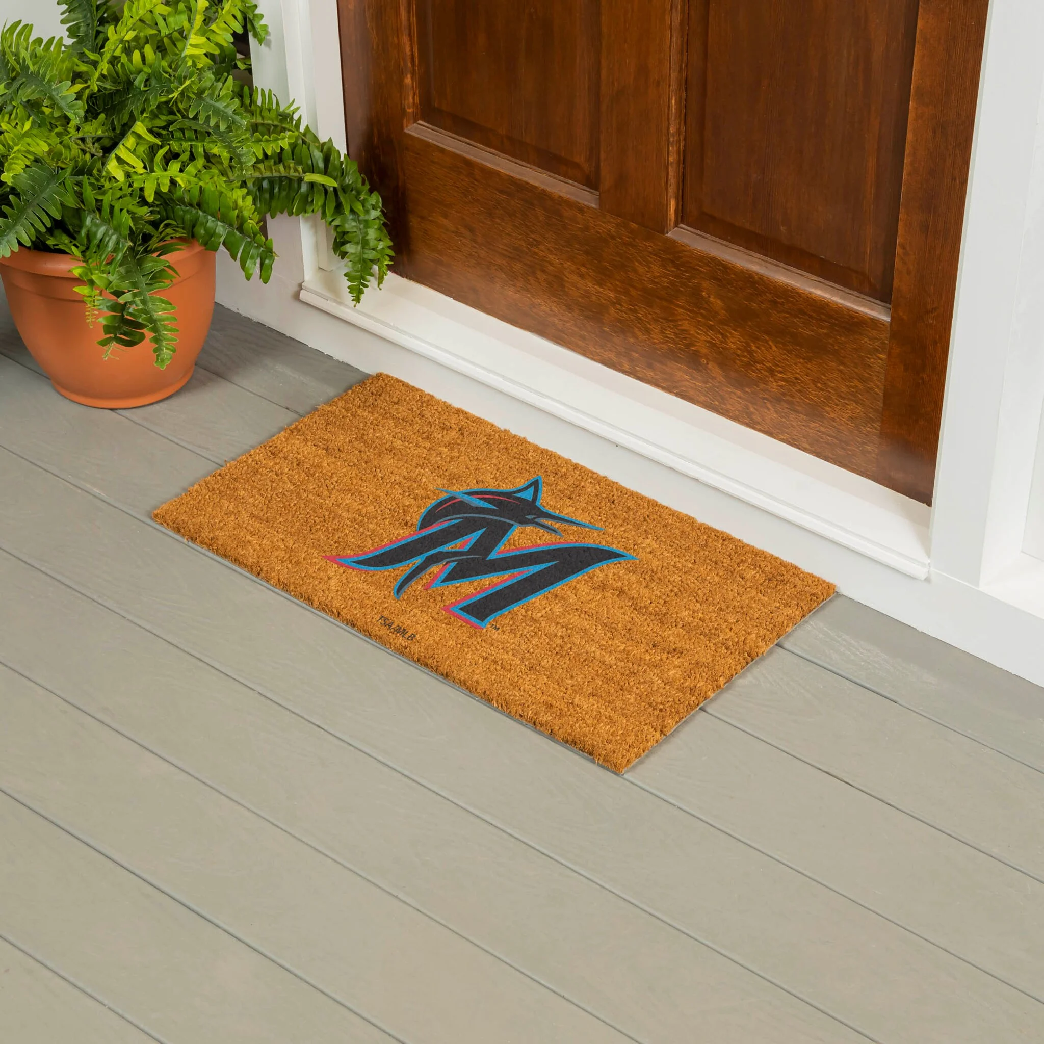 Miami Marlins 28" X 16" Primary Logo Coir Mat