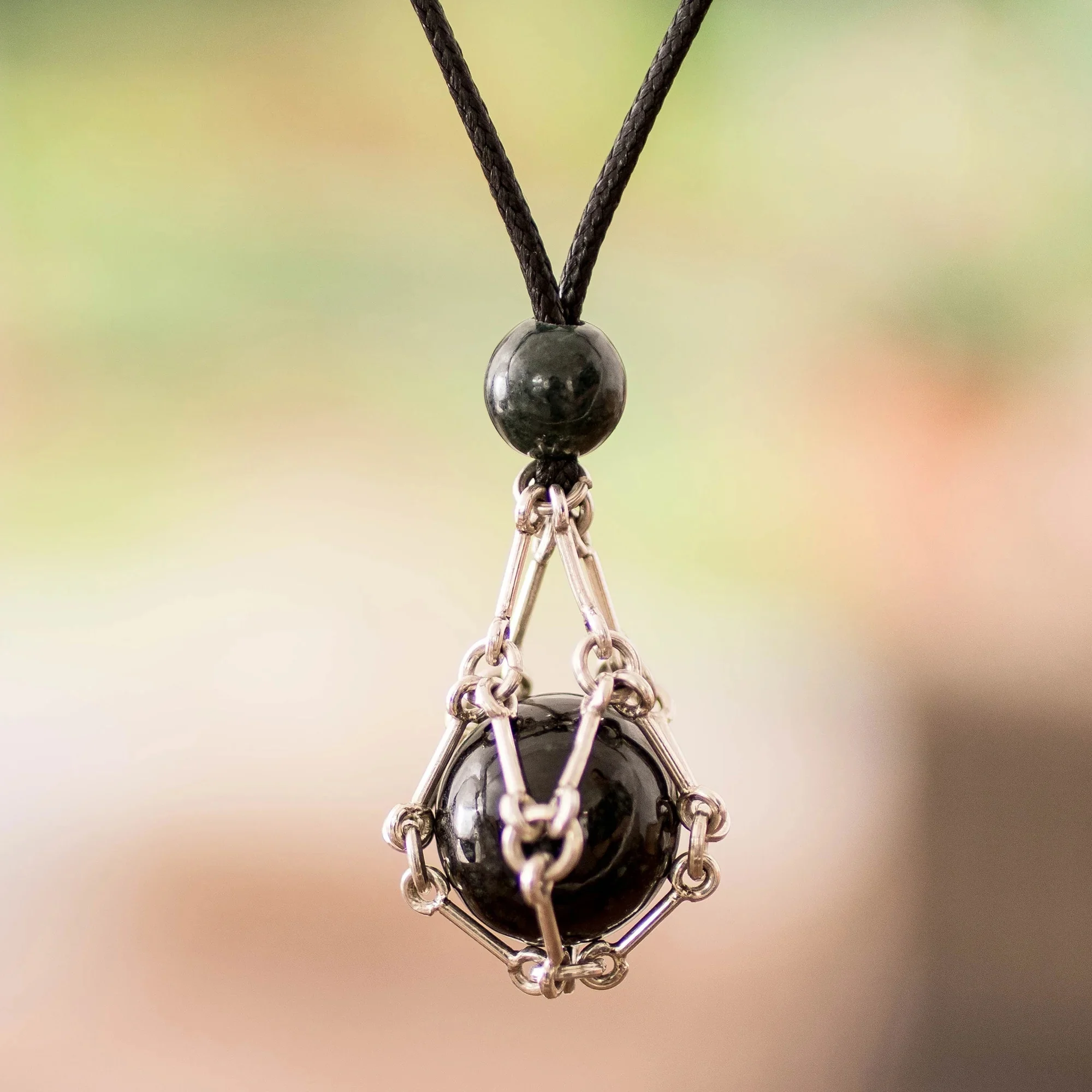 Archangel-themed Harmony Ball Necklace With 3 Jade Gemstones - Celestial Spirits