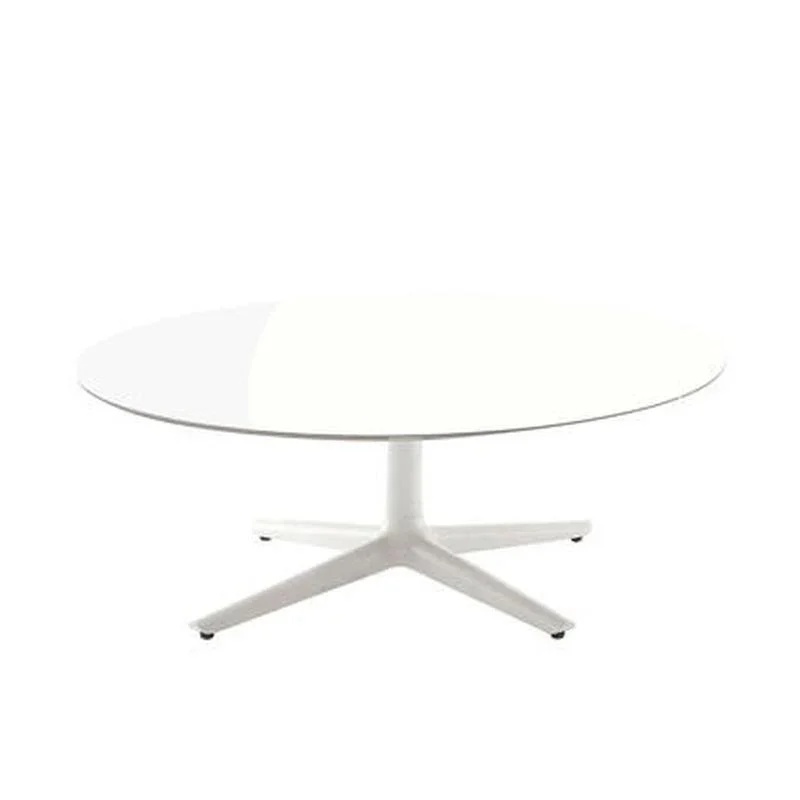 Multiplo Round Low Table - White Glass - Indoor