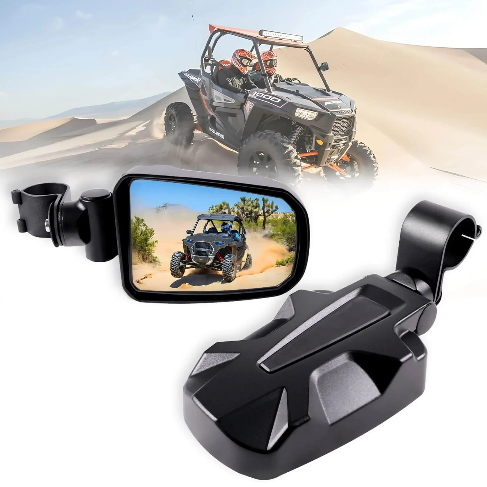 Folding Adjustable Surface Side View Mirrors Fit 1.75" Roll Cage
