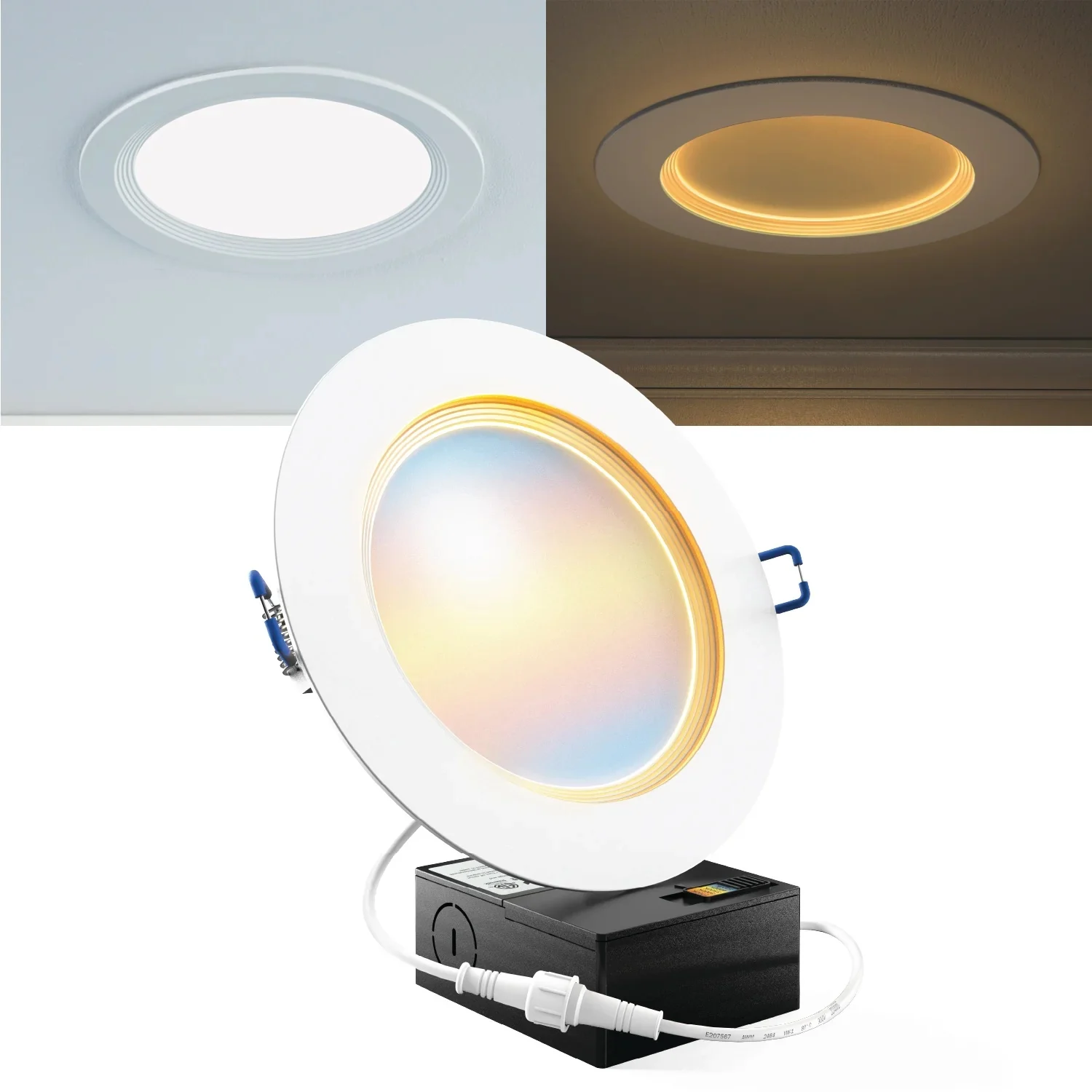 Recessed Led Lighting, 6 Inch, Slim, Baffle Trim, Night Light, 1200 Lumens - 1-pack