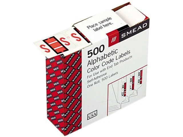 Smead 67089 A-z Color-coded Bar-style End Tab Labels, Letter S, Pink, 500/roll
