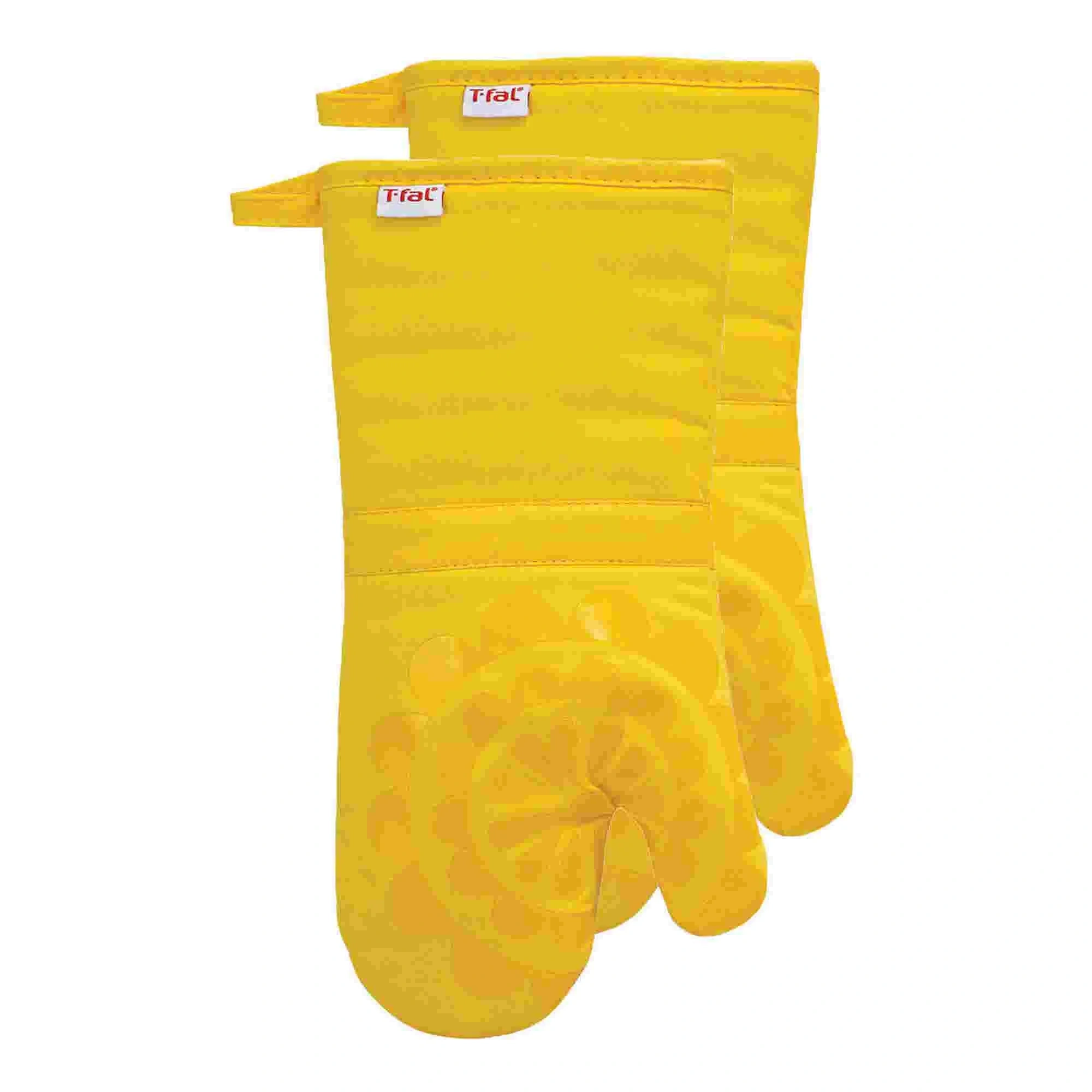Medallion Cotton Silicone Heat‑resistant Oven Mitts, Lemon – Set Of 2