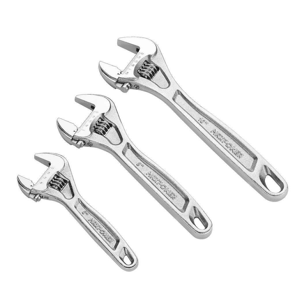 Maxpower Adjustable Wrench Set (6in, 8in, 10in), Cr-v, 3pcs