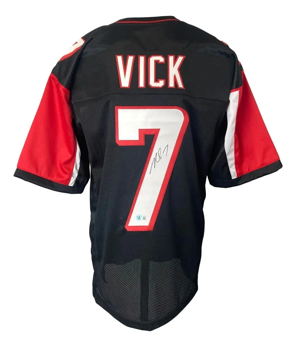 Michael Vick Atlanta Signed Black Football Jersey Bas Itp
