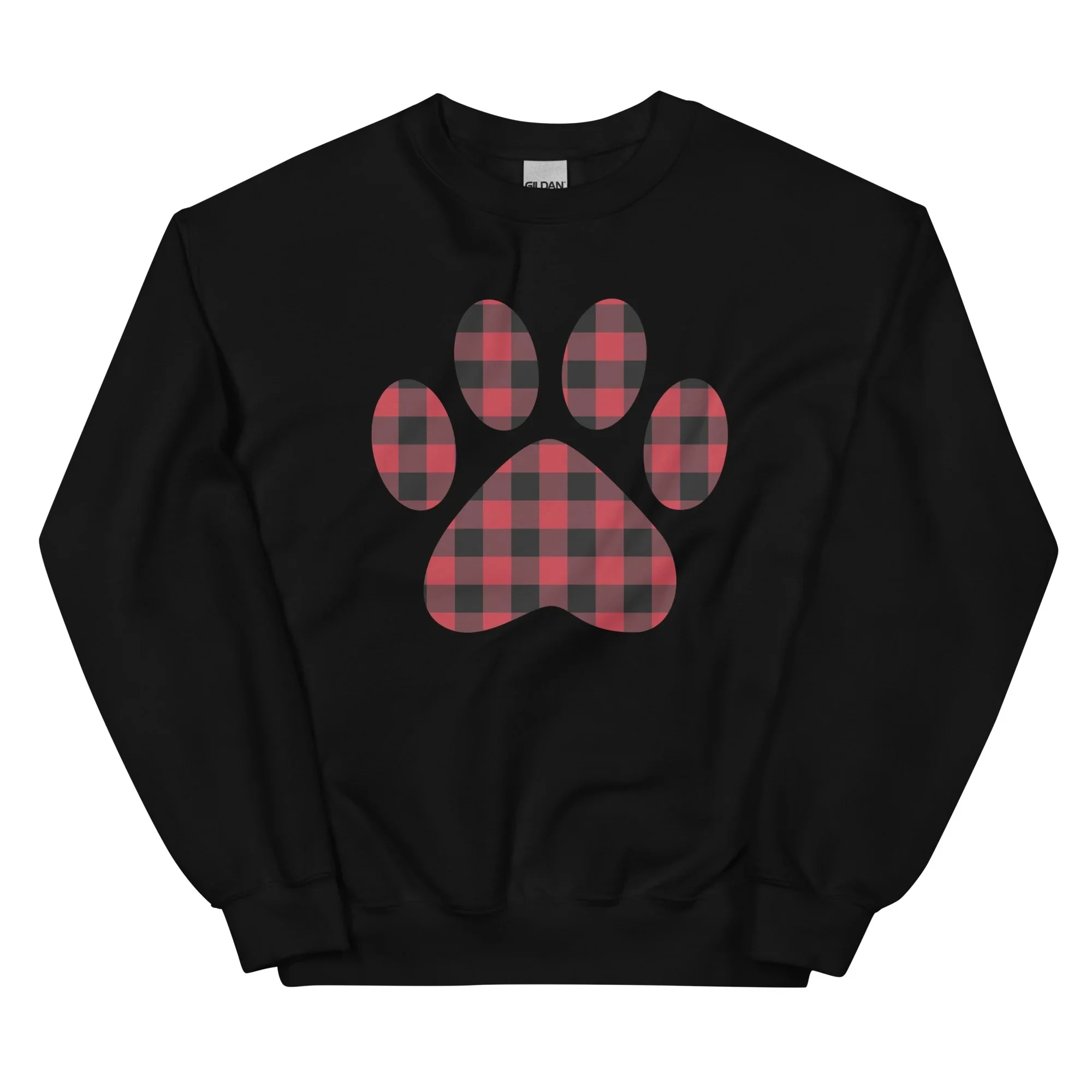 Gingham Paw Print Sweatshirt - Black/s