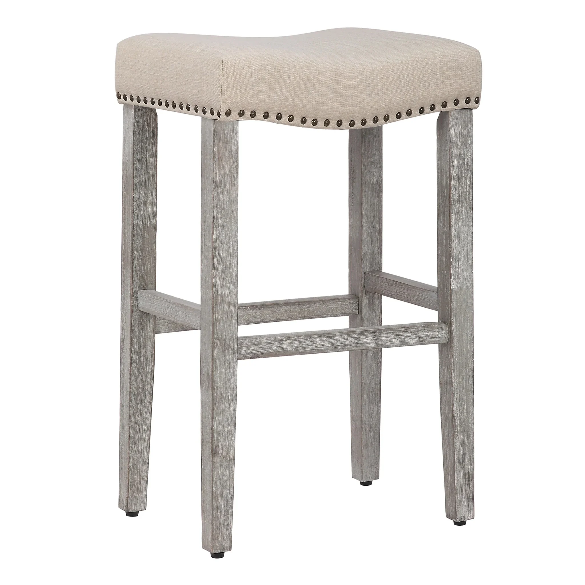 Jameson 29" Inch Upholstered Backless Saddle Seat Bar Stool Antique Gray - Beige