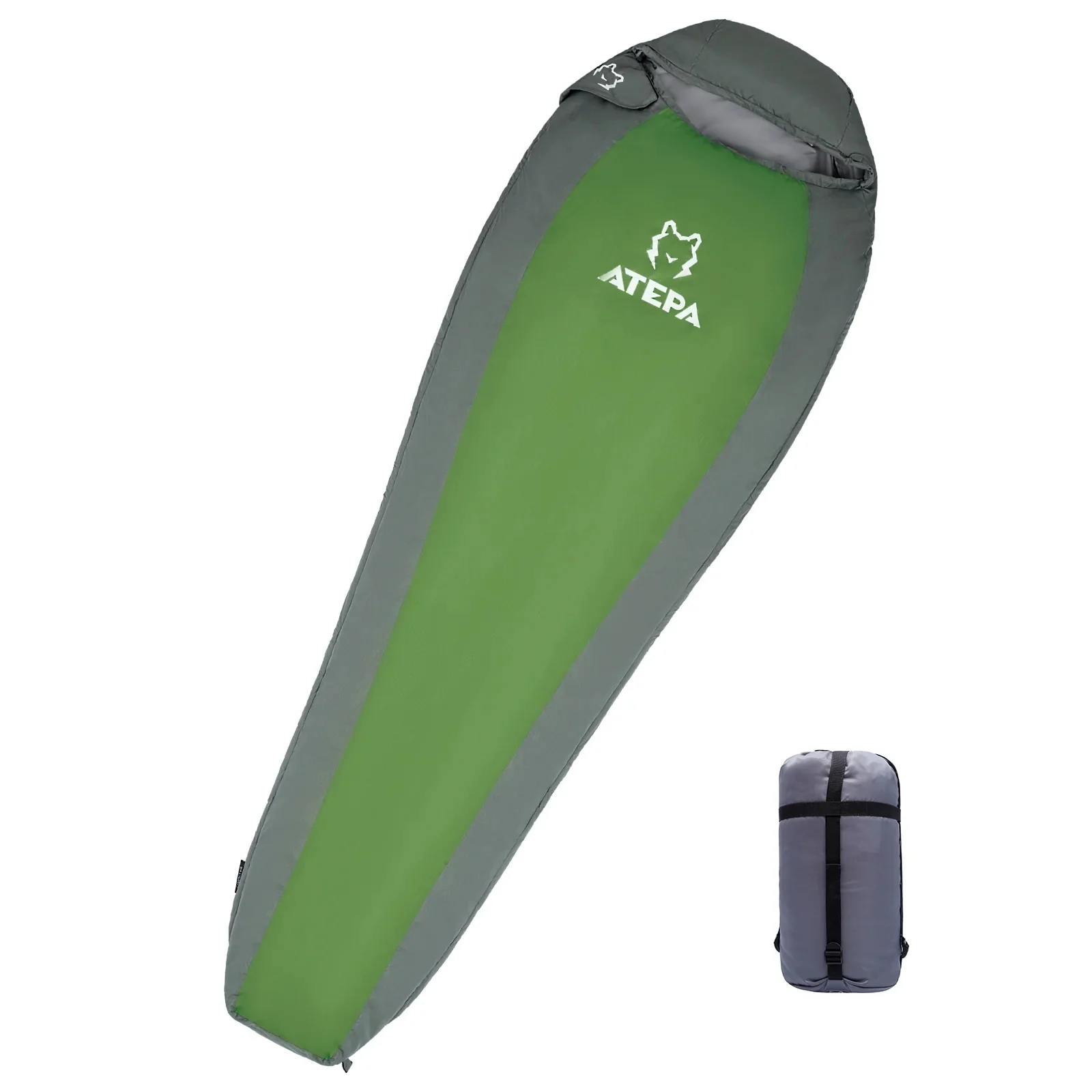 Atepa Compact 1000 Ultra Light Sleeping Bag - Green/left