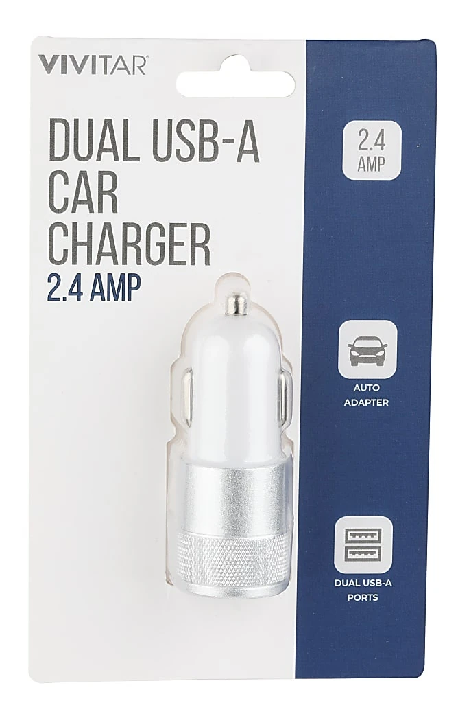 Vivitar Dual Usb-a Car Charger, White