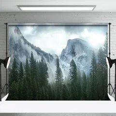 Foggy Steep Mountain Trees Forest Photo Backdrop - 5x3ft(1.5x1m)
