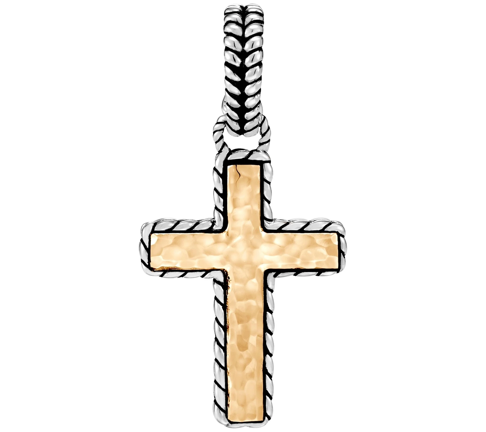 Jai Sterling Silver & 14k Hammered Cross Enhancer