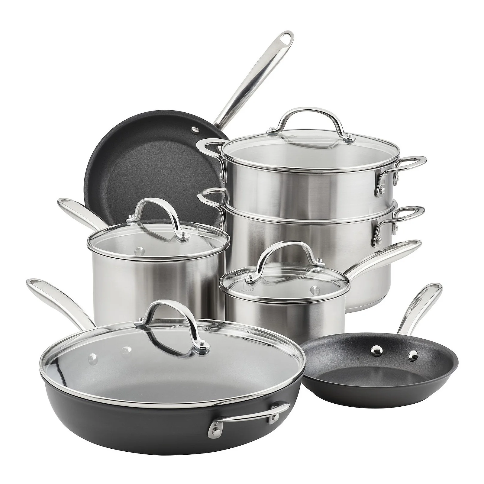 Rachael Ray® 11-pc. Stainless Steel & Hard Anodized Nonstick Cookware Induction Pots & Pans Set
