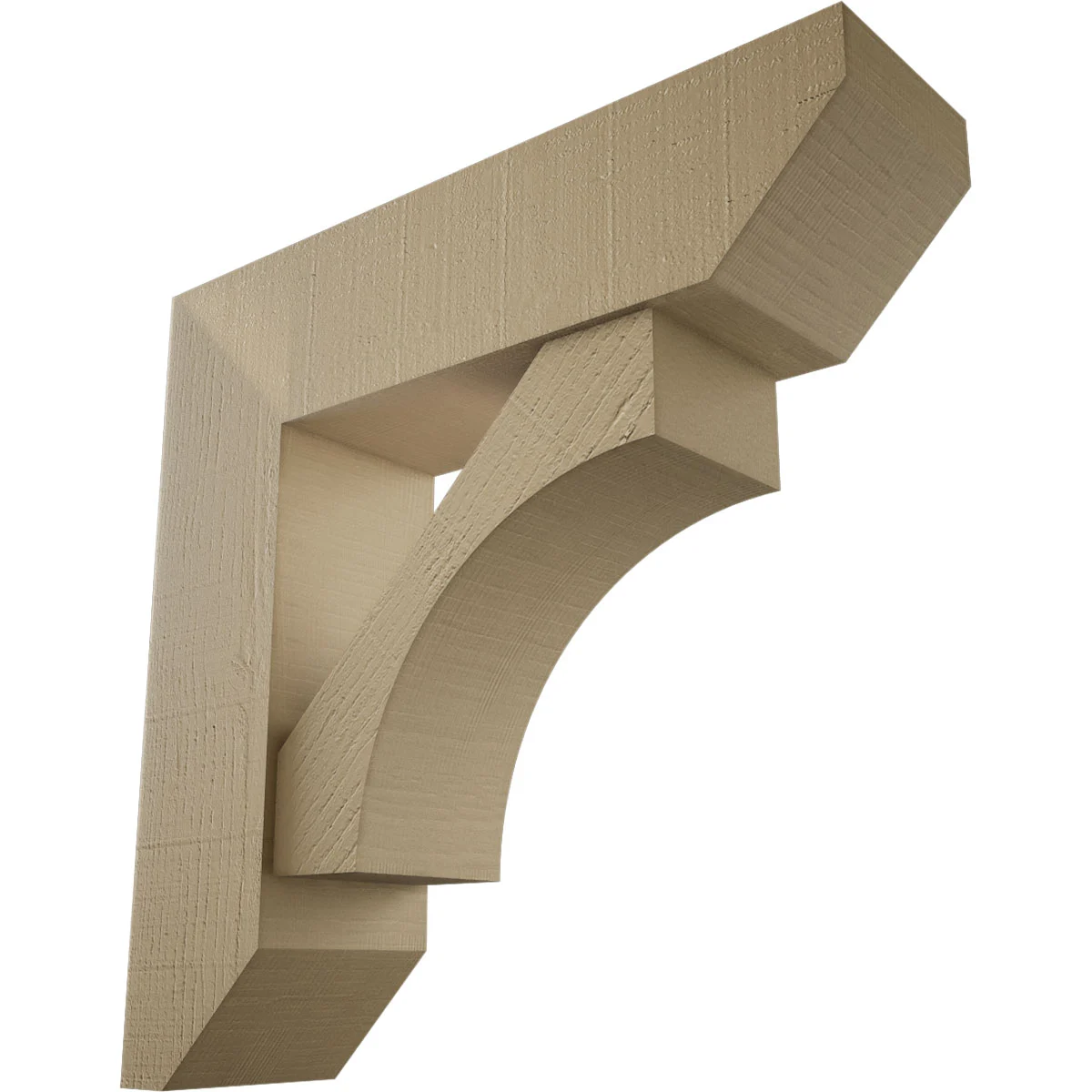 Timberthane Faux Wood Bracket W/ Offset Brace, Westlake Style, Slat Ends, 8"w X 30"d X 30"h, Primed Tan