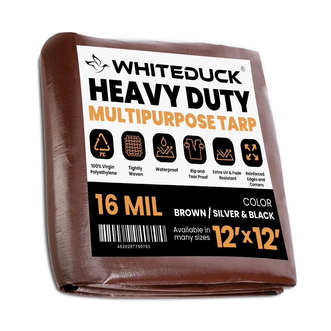 12’ X 12’ Super Heavy Duty Poly Tarp - Brown