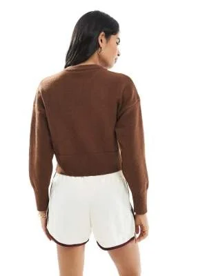 Daisy Street Fitted Waist Cardigan In Brown