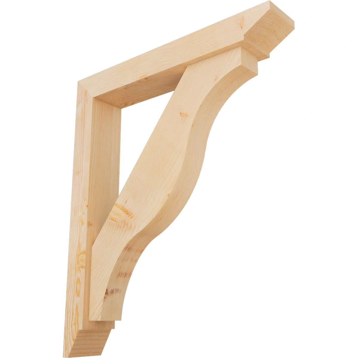 Rustic Wood Bracket W/ Offset Brace, Funston Style, Coastal Ends, 5 ½"w X 32"d X 38"h, Smooth Douglas Fir