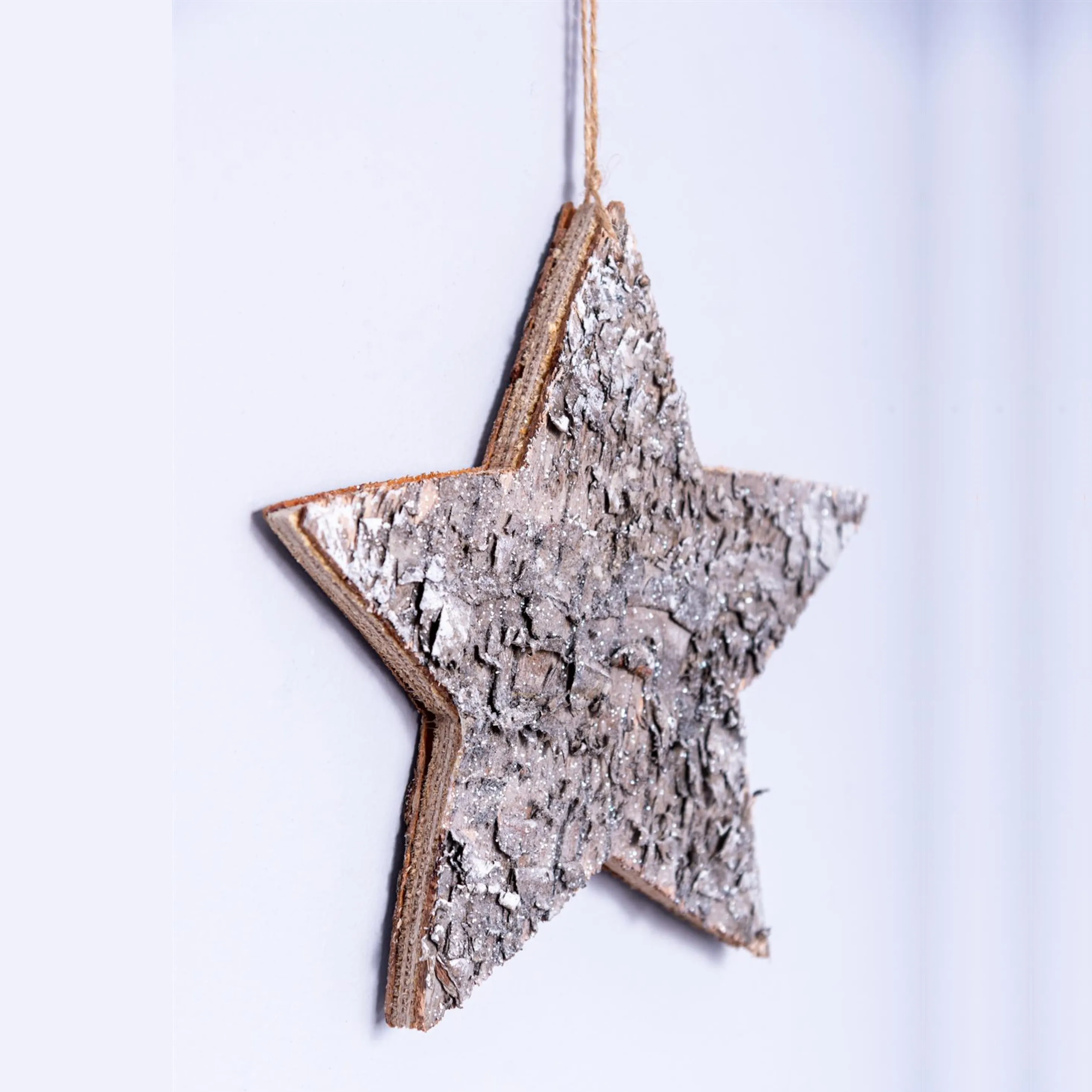 20cm Star Shape Birch Bark Wooden Christmas Wall Hanging Decoration