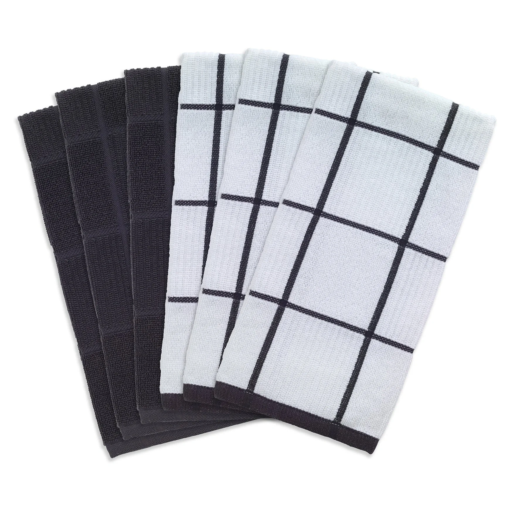 T-fal Solid & Check Parquet Kitchen Towels, Gray