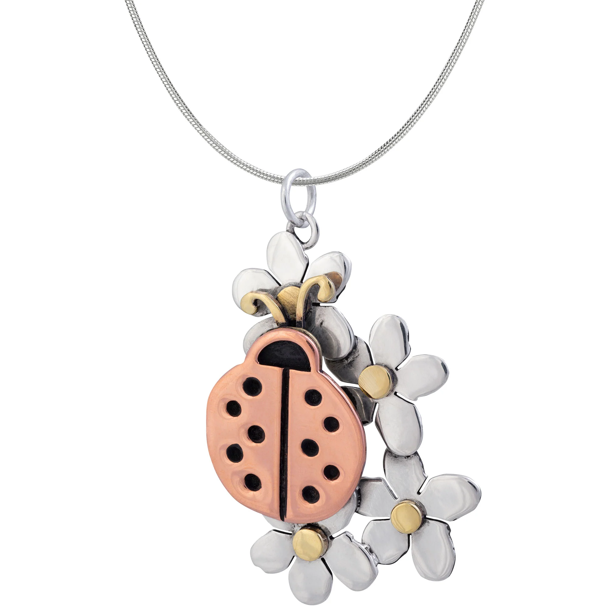 Lucky Ladybug Sterling Necklace - With Diamond Cut Chain