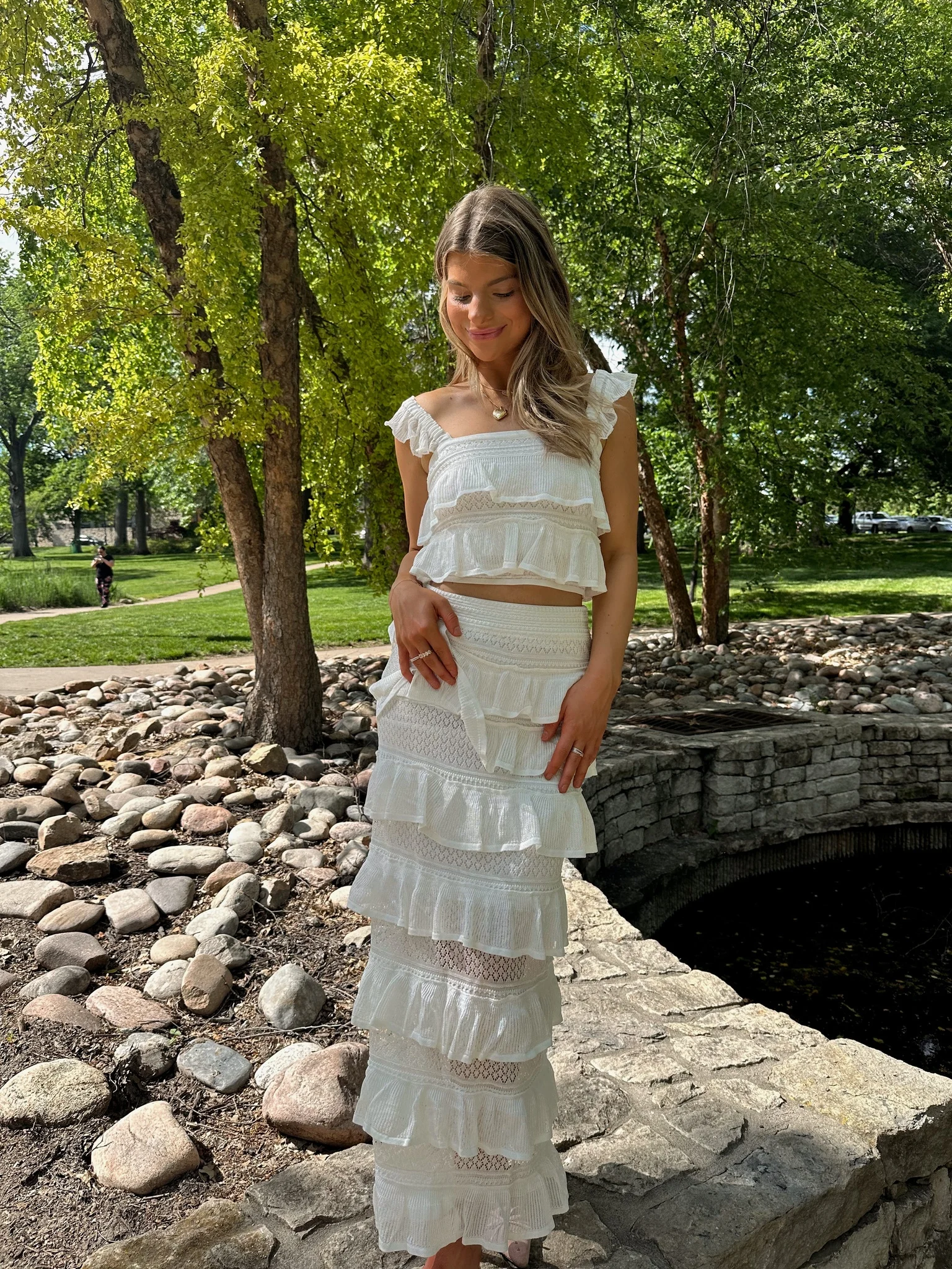 Marcella Ruffle Knit Top And Skirt Set