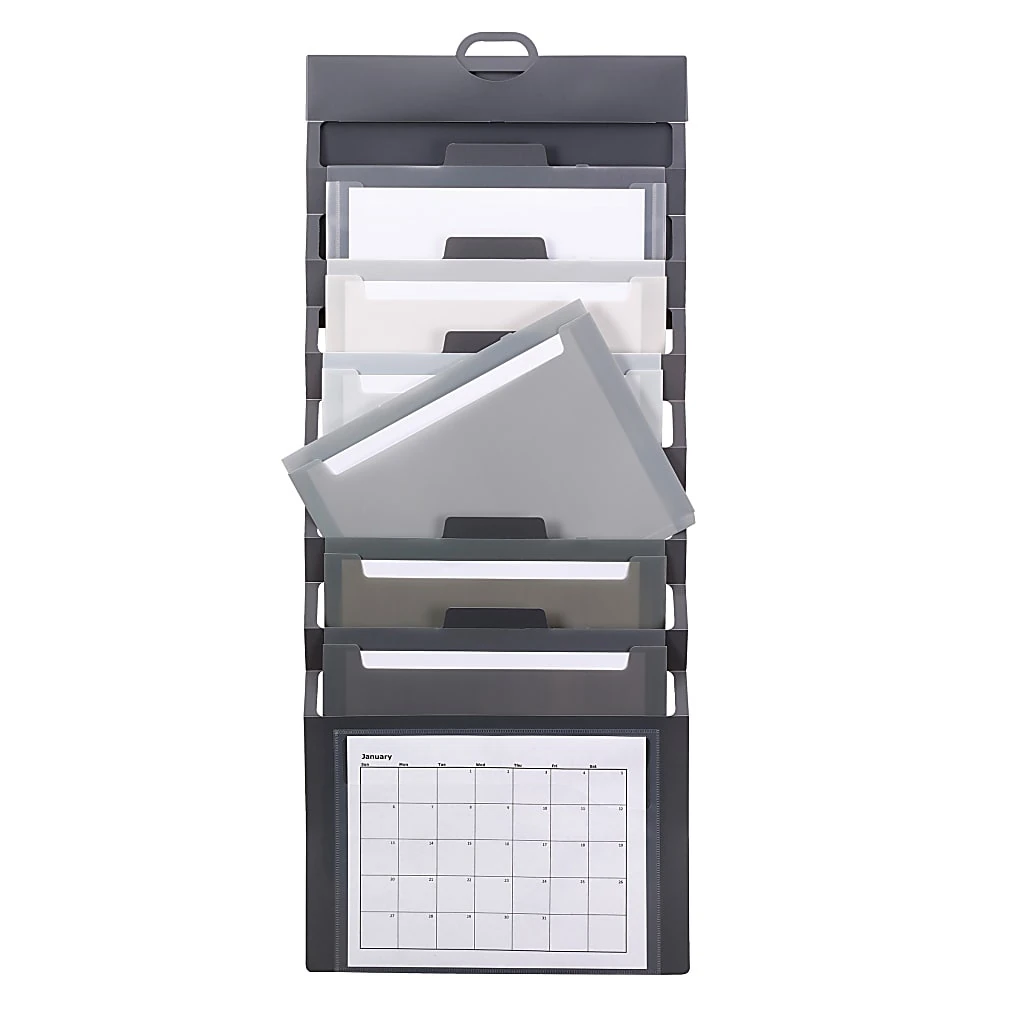 Smead 6-pocket Cascading Wall Organizer Letter Size 36-1/4" X 14-1/4" Gray