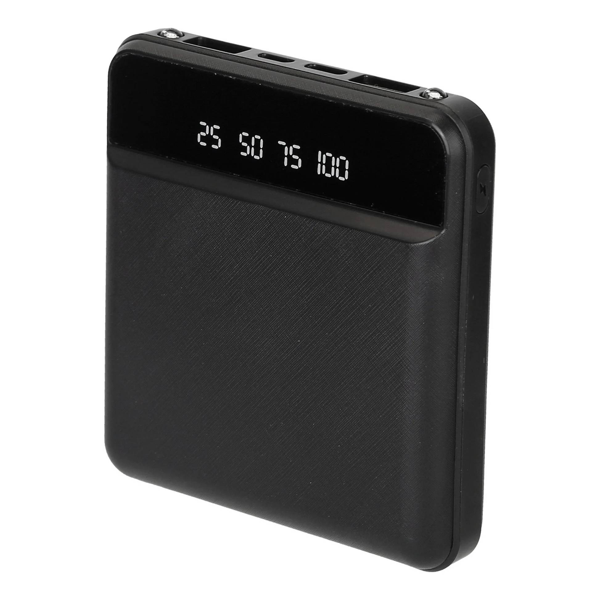 10k Mah Mini Power Bank, 2 Usb Ports, Lcd Display, Type C & Micro Usb Input