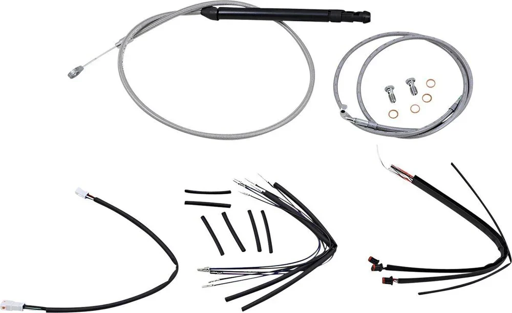Burly Ape Handlebar Cable & Hose Kit For Harley Davidson Flsl 1750 2018-2021 35.5cm (14") - Silver