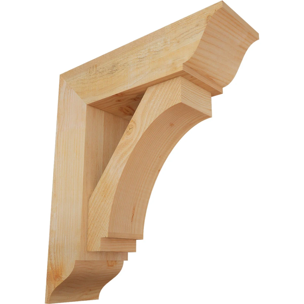 Rustic Wood Bracket W/ Offset Brace, Imperial Style, Traditional Ends, 8"w X 26"d X 30"h, Rough Sawn Douglas Fir