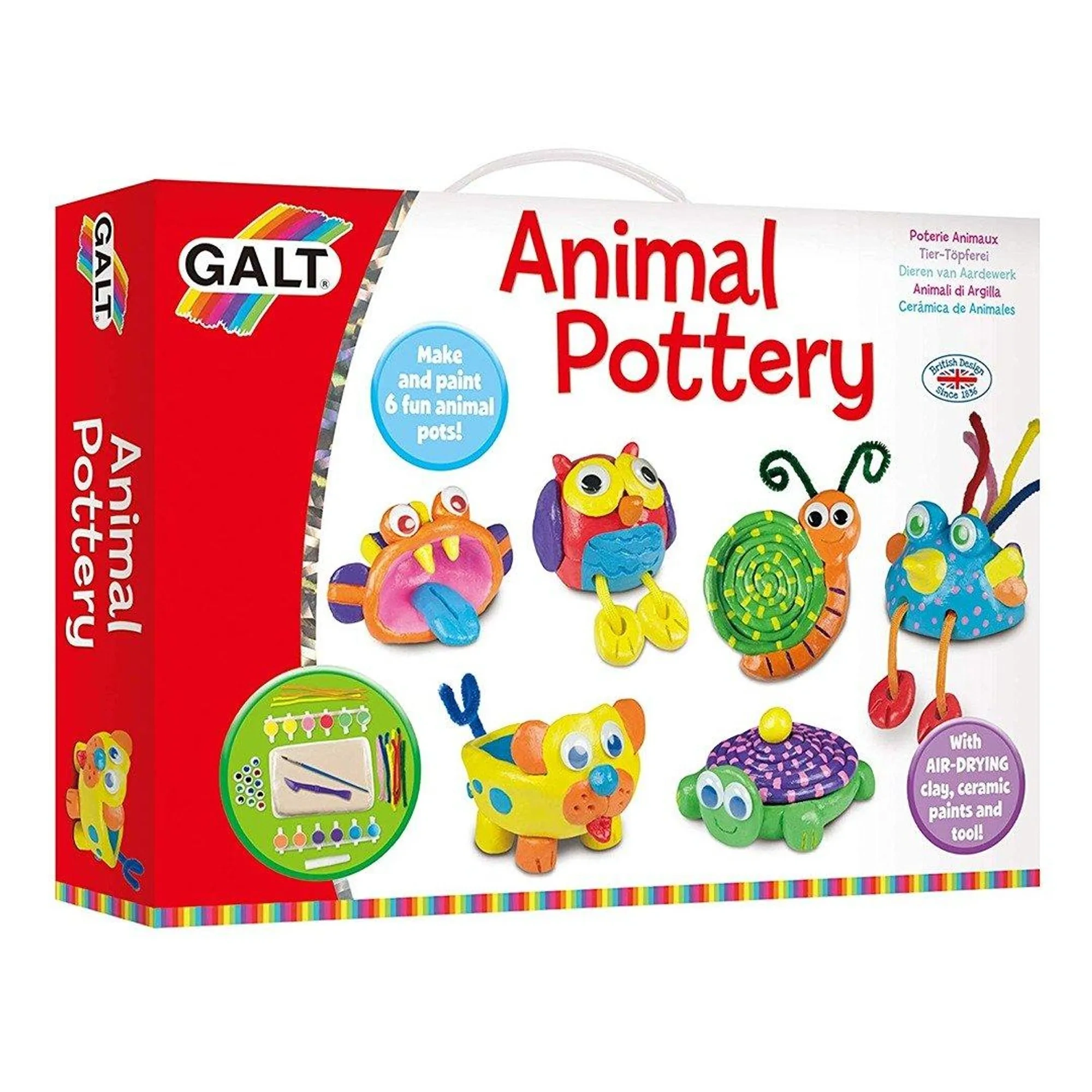 Toys Animal Pottery Set With Clay And Paints