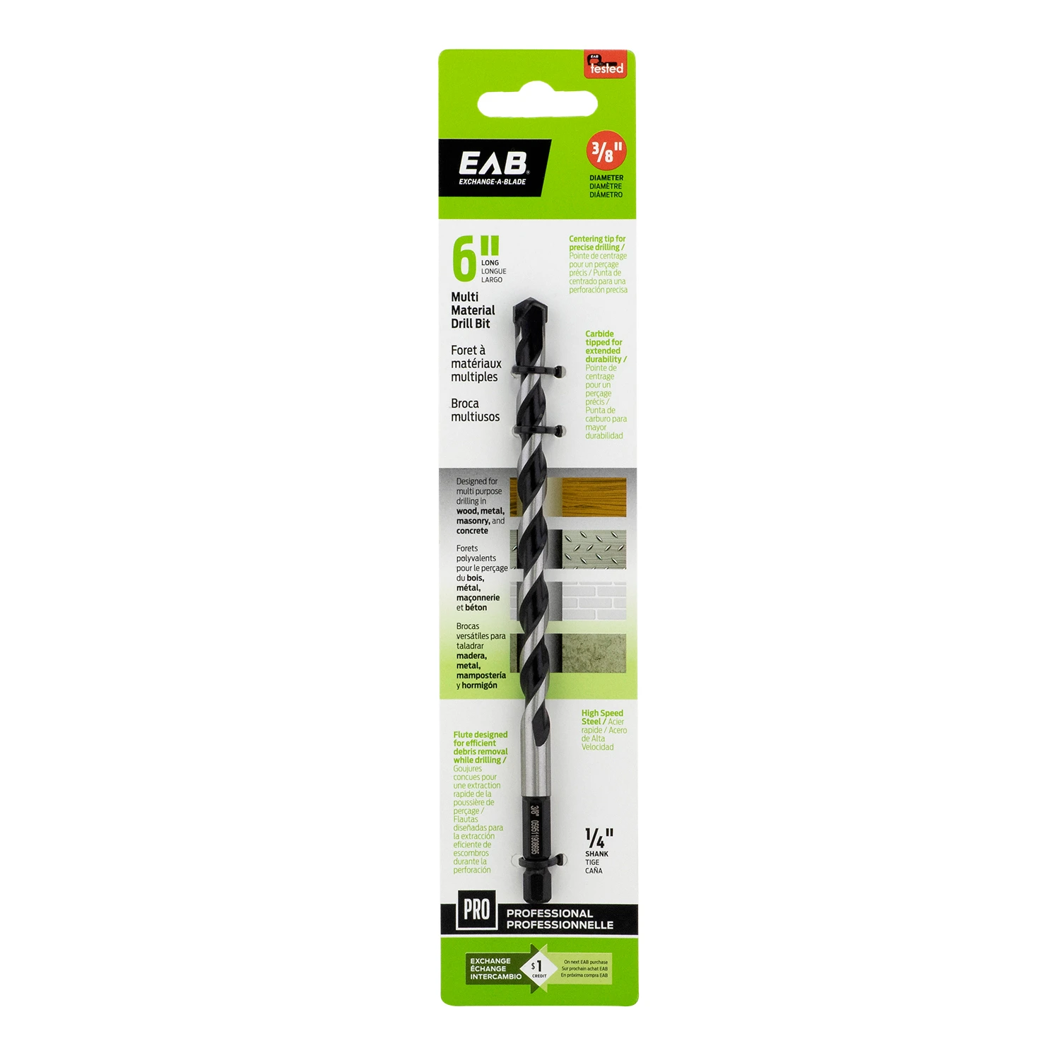 3/8 In. X 6 In. L High Speed Steel Professional Drill Bit