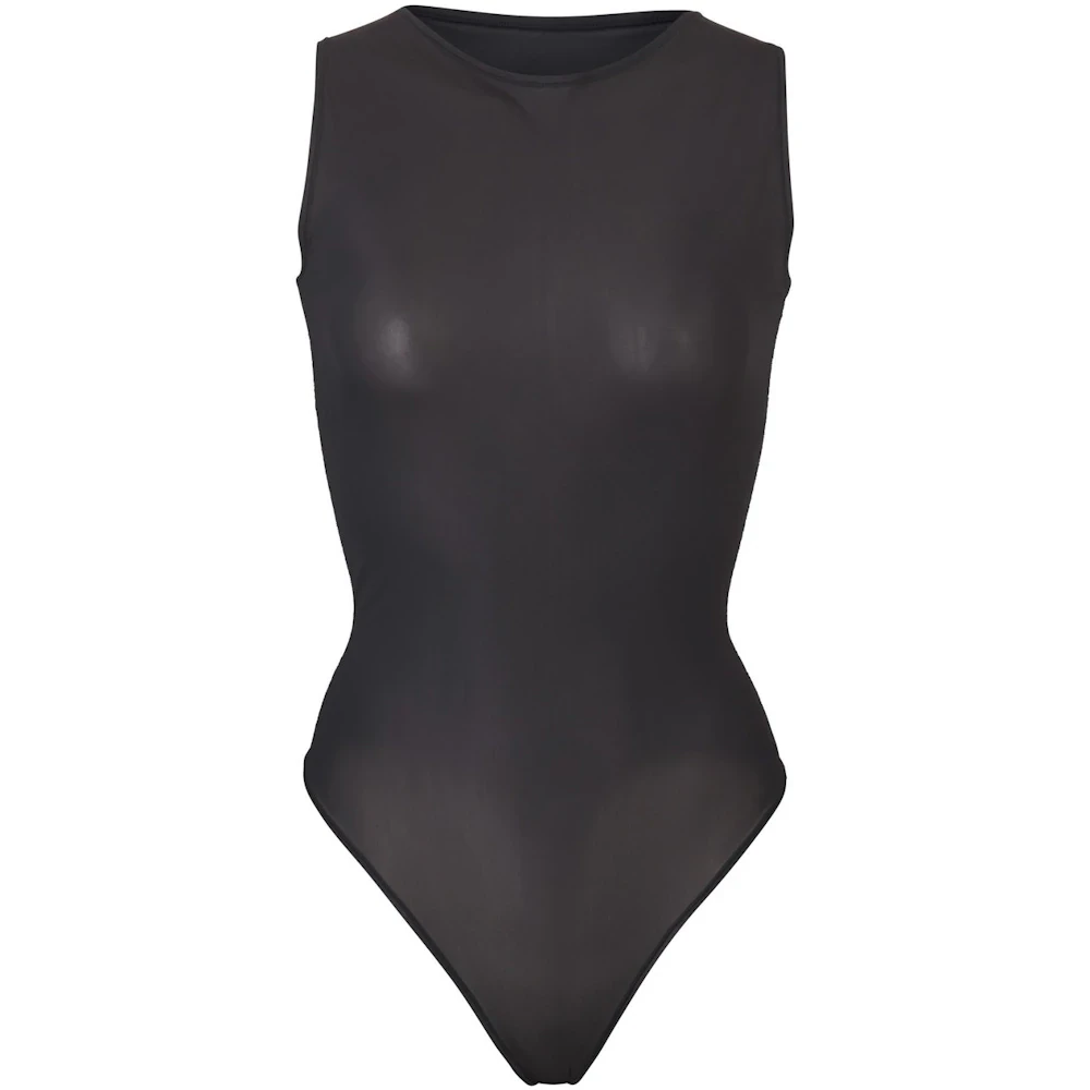 Jelly Sheer Crew Neck Bodysuit Onyx