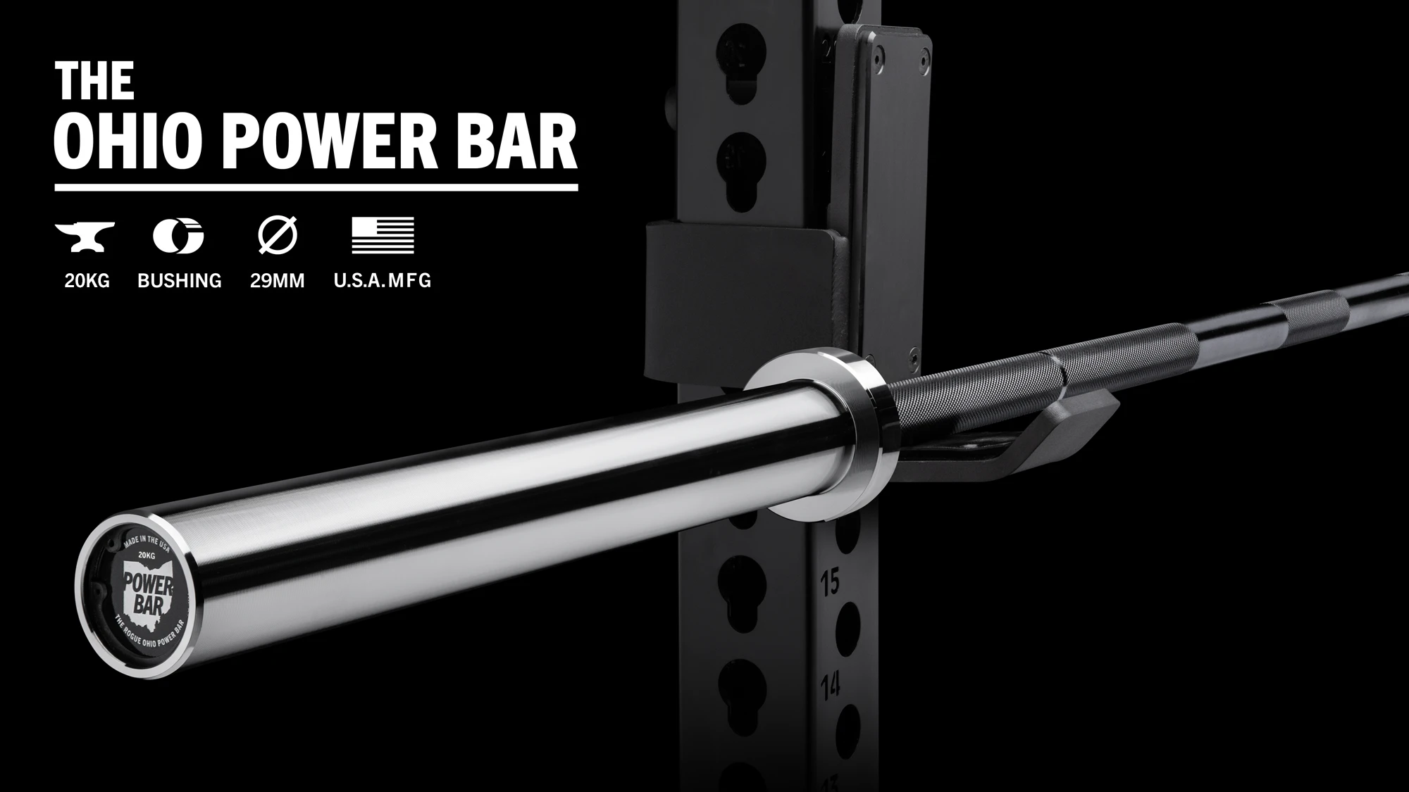 Rogue 20kg Ohio Power Bar - Black Zinc